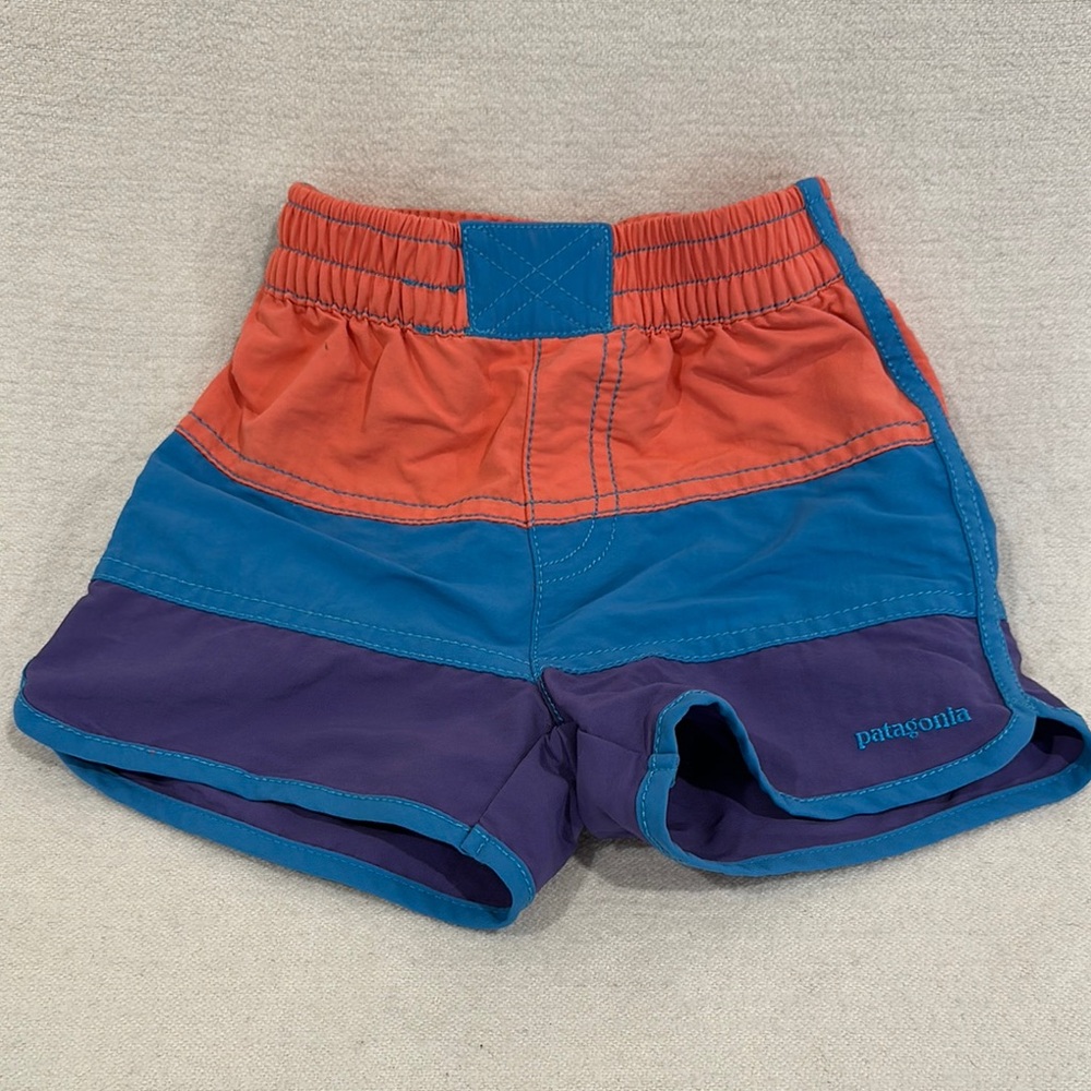 Patagonia Kids Colorblock Shorts - Orange, Blue, Purple 3T